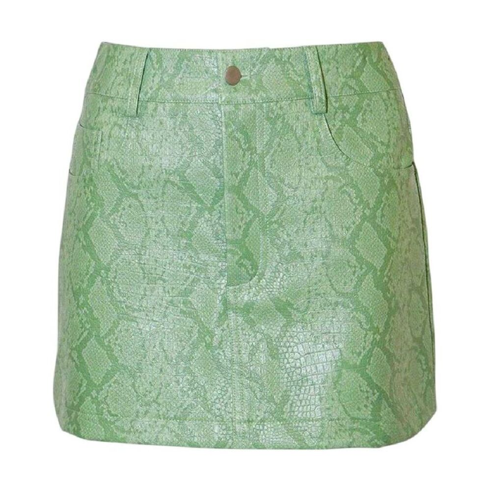 AmyLynn Womens/Ladies Snake Print Faux Leather Regular Mini Skirt / Green